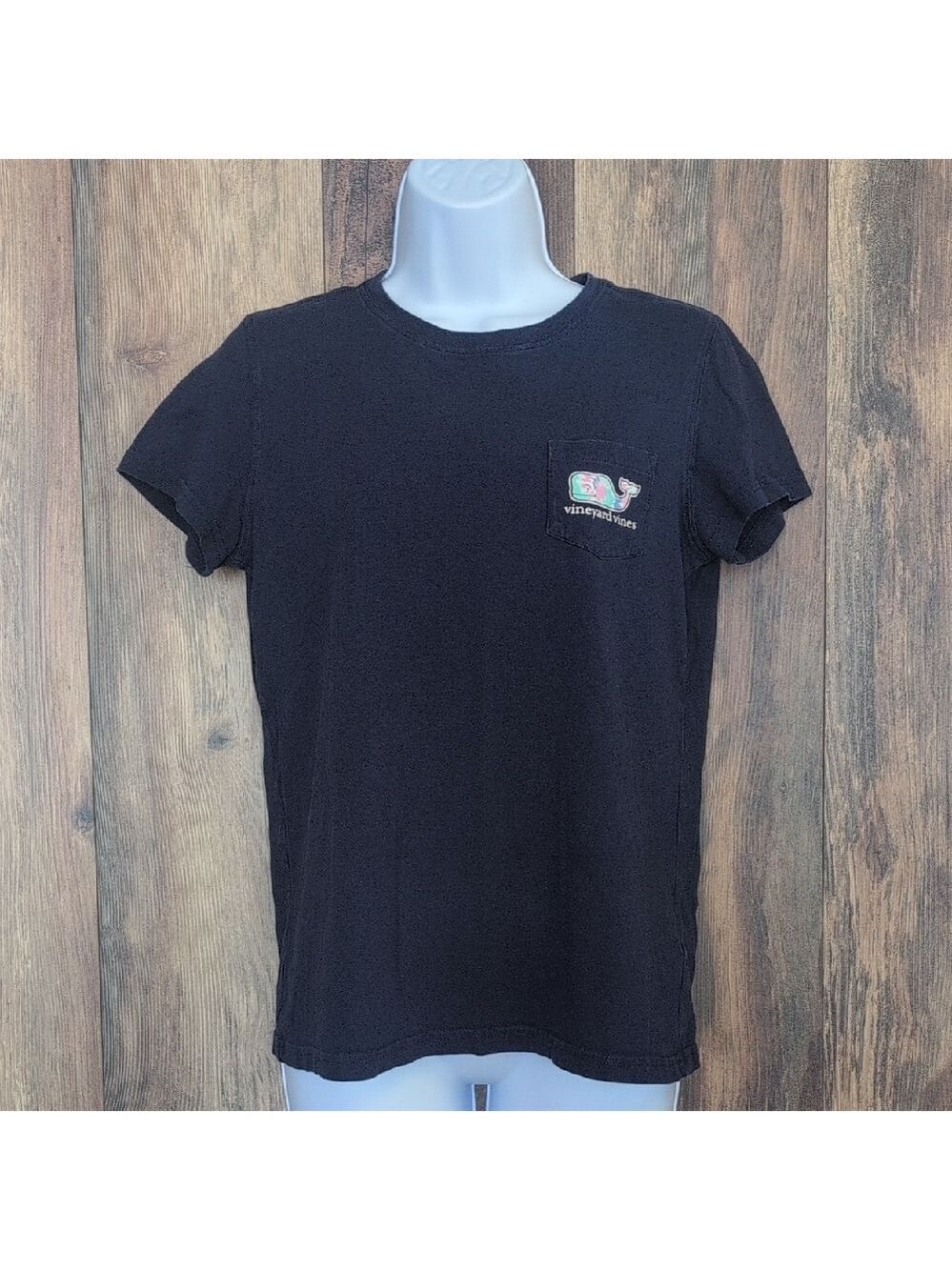Vineyard Vines Navy Short Sleeve Tee with Logo Pocket S M267